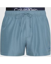 Calvin Klein - Double Waistband Swim Shorts - Ck Steel - Lyst