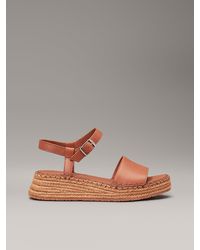 Calvin Klein - Sandales Espadrilles Plateforme En Cuir - Lyst