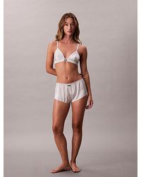 Calvin Klein - Unlined Triangle Bra Signature Satin - Lyst