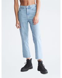 Calvin Klein - Straight Fit High Rise Vintage Blue Ankle Jeans - Lyst