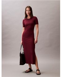 Calvin Klein - Calvin Klein Modal Stretch Rib Midi Dress - Lyst