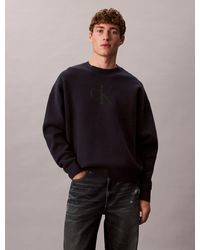 Calvin Klein - Cotton Blend Monogram Logo Relaxed Jumper - Lyst