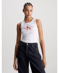 Calvin Klein - Ribbed Cotton Monogram Tank Top - Lyst