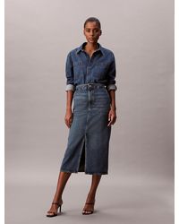 Calvin Klein - Denim Carpenter Maxi Skirt - Lyst