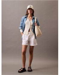Calvin Klein - Calvin Klein Linen Cotton Pull-On Shorts - Lyst
