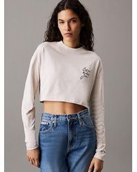 Calvin Klein - Cropped T-Shirt Met Lange Mouwen - Lyst