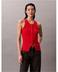 Calvin Klein - Calvin Klein Smooth Cotton Rib Sweater Tank - Lyst