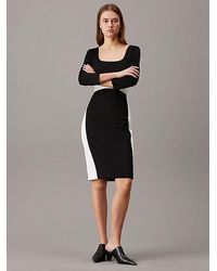 Calvin Klein - Vestido slim color block de neopreno - Lyst