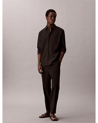 Calvin Klein - Klassiek Seersucker Overhemd - Lyst