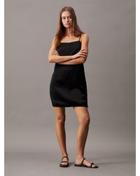 Calvin Klein - Boxy Viscose Linen Slip Dress - Lyst