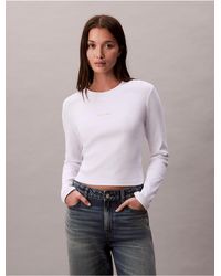 Calvin Klein - Monologo Long Sleeve Baby Tee - Lyst