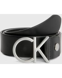 Calvin Klein - Leather Logo Belt - - Black - Women - 85 Cm - Lyst