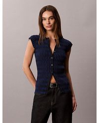 Calvin Klein - Tech Knit Checkered Rib Cardigan - Lyst