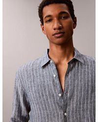 Calvin Klein - Yarn Dyed Pinstripe Linen Shirt - Lyst