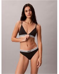 Calvin Klein - Cotton Stretch Jacquard Logo Patch Lightly Lined Triangle Bralette - Lyst