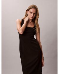 Calvin Klein - Stretch Crepe Scoop Neck Dress - Lyst