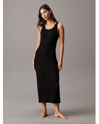Calvin Klein - Jersey Maxi-Strandjurk Met Rib - Lyst
