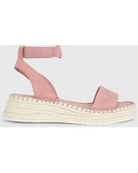 Calvin Klein - Suede Espadrille Wedge Sandals - Lyst