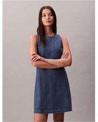 Calvin Klein - Calvin Klein Denim Mini Shift Dress - Lyst