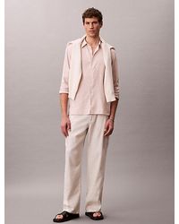 Calvin Klein - Solid Linen Blend Classic Shirt - Lyst