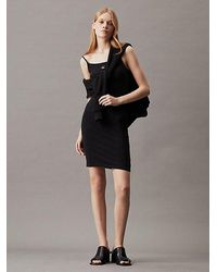 Calvin Klein - Vestido corto slim de punto texturizado - Lyst