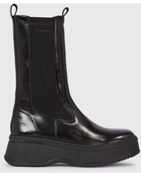 Calvin Klein - Leather Platform Chelsea Boots - Lyst