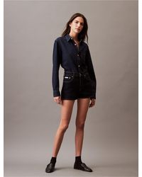 Calvin Klein - High Rise Mini Denim Shorts - Lyst