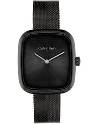 Calvin Klein - Montre-Bracelet Carrée Et Sculptée En Maille - Lyst
