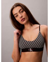 Calvin Klein - Unlined Bralette Graphic Monogram Microfibre Stretch - Lyst