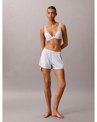 Calvin Klein - Satin And Lace Pyjama Shorts - Lyst