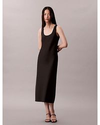 Calvin Klein - Satijnen Midi-Jurk Met Spaghettibandjes - Lyst