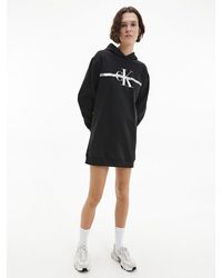 Calvin Klein Sweatshirtjurk Met Metallic Logo - Zwart