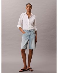 Calvin Klein - Logo Tape Denim Bermuda Shorts - Lyst