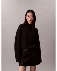 Calvin Klein - Maglione Pesante Con Collo Alto A Costine - Lyst