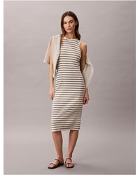 Calvin Klein - Monologo Rib Stripe Midi Dress - Lyst
