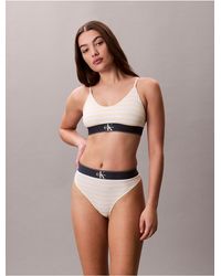 Calvin Klein - Graphic Monogram Microfiber Stretch Thong - Lyst
