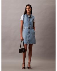 Calvin Klein - Sleeveless Denim Mini Dress - Lyst