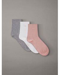 Calvin Klein - 3 Pack Soft Cotton Rolltop Crew Socks - Lyst