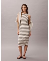 Calvin Klein - Monologo Rib Stripe Midi Dress - Lyst