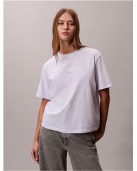 Calvin Klein - Calvin Klein Shine Script Logo Boxy T-Shirt - Lyst