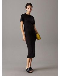 Calvin Klein - Schmales Midi-T-Shirt-Kleid - Lyst