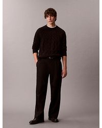 Calvin Klein - Lambswool Blend Cable Knit Crewneck Jumper - Lyst