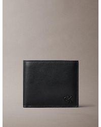 Calvin Klein - Suede Monogram Bifold Wallet With Coin Pouch - Lyst