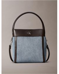 Calvin Klein - Hardware Monogram Denim Bucket Bag - Lyst