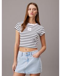 Calvin Klein - T-shirt slim côtelé en coton - Lyst