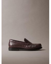 Calvin Klein - Thea Leather Pleated Loafers - Lyst