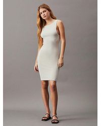 Calvin Klein - Vestido slim de espalda abierta de punto - Lyst