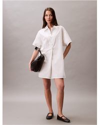 Calvin Klein - Calvin Klein Cotton Twill Mini Shirt Dress - Lyst