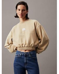 Calvin Klein - Cropped Sweatshirt aus Baumwoll-Frottee - Lyst