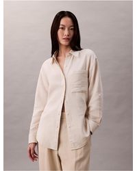 Calvin Klein - Calvin Klein Double Gauze Roll Tab Shirt - Lyst